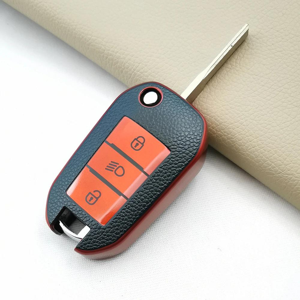 

New Tpu Car Flip Key Case Cover Shell For Peugeot 208 308 408 508 2008 3008 4008 5008 For Citroen C3 C4 Cactus C6 C8 Accessories