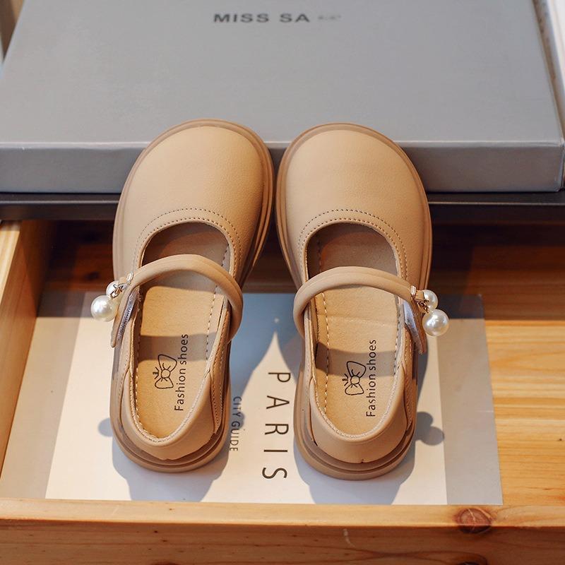 Little Girls Princess Pearl Pendant Mary Jane Breathable Casual Single Leather Shoes