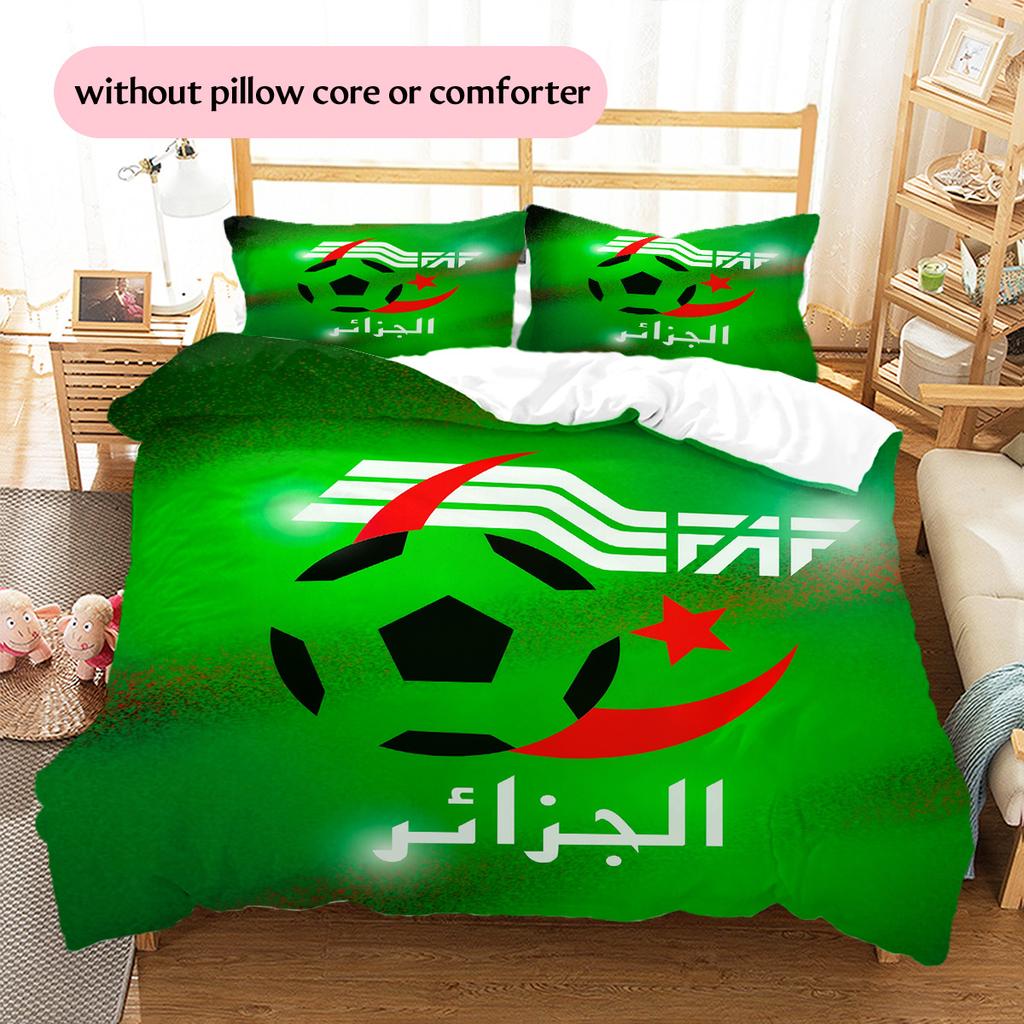 Algerien Nationalmannschaft Muster Bettwäsche Bettdecken-Set Heimdekoration Geschenk (1 Bettbezug + 2 Kissenbezüge (ohne Füllung))