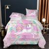 Unicorn Rainbow Color Single Duvet Cover Set for Kids Boys Teen, Unicorn Bedding Set Duvet Cover for Girl's Bedroom Decoration