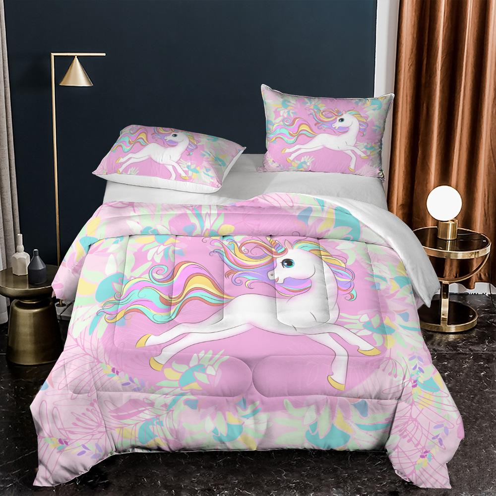 Unicorn Rainbow Color Single Duvet Cover Set for Kids Boys Teen, Unicorn Bedding Set Duvet Cover for Girl's Bedroom Decoration