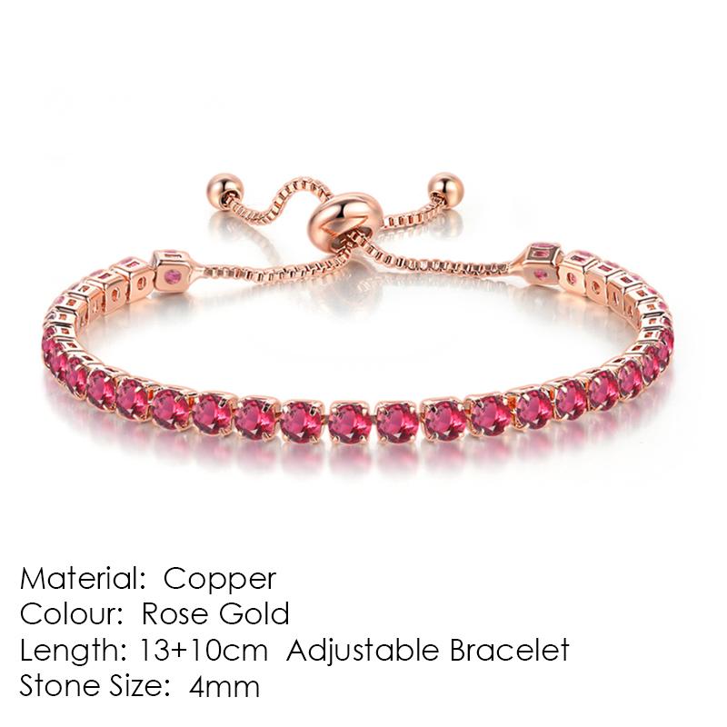 ZHOUYANG Tennis Bracelet For Women Luxury Handy Adjustable 4 Claws Mosaic 4mm Zirconia Rose Gold Color Fashion Jewelry Gift H133