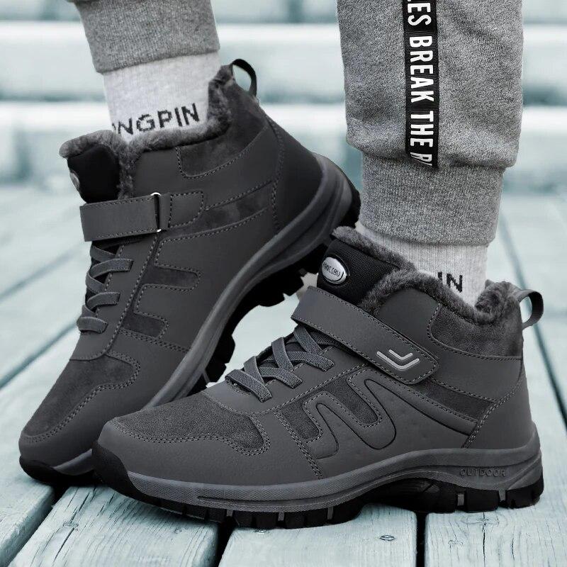 Warm Men Winter Boots Outdoor Plush Warm Ankle Boots Lightweight Couple Walking Shoes Women Waterproof Snow Boots Winter Cotton Shoes