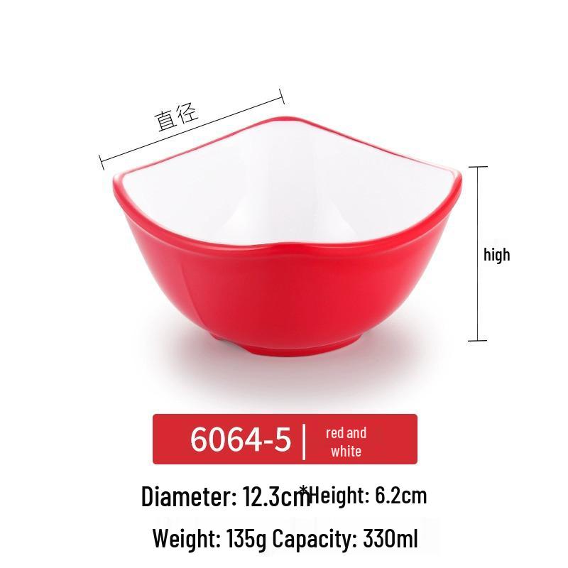 Melamine Imitation Porcelain Square Bowl – Plastic Soup, Dessert, BBQ, Bibimbap, Small Dish for Fast Food.