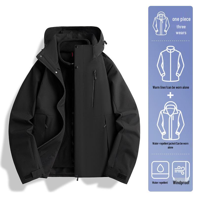 Woodpecker 3-in-1 Windproof Jacket with Removable Fleece Lining for Men & Women – Autumn/Winter Casual Outerwear