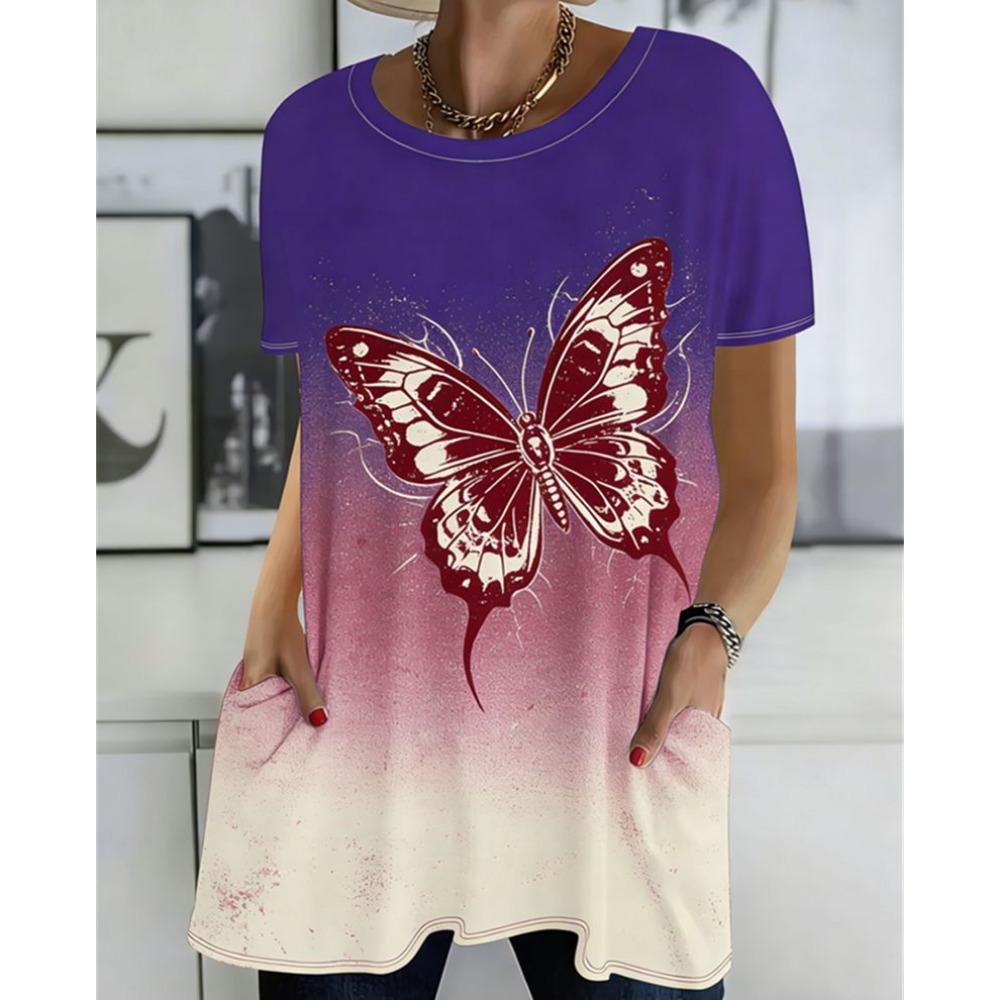 2026 Neues Sommer-T-Shirt mit kurzen Ärmeln, 3D-bedrucktes T-Shirt mit Tasche, Lässig und Modisch, Übergröße T-Shirt