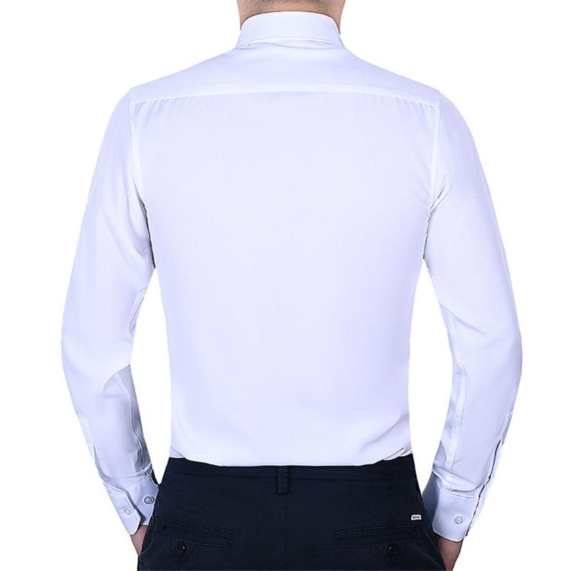 6XL 7XL Men's Classic Long Sleeve Formal Shirt Solid Color Business Office Fashion Black Blue White Dress Shirts Casual Work Top