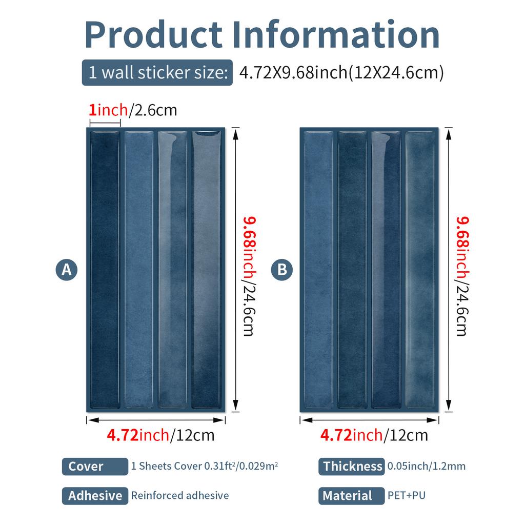 5/10 st Skala och klistra 3D-hartsplattor väggdekal, lätt att rengöra, lämplig för sovrum, kök, badrum, 2,6 cm X 12 cm