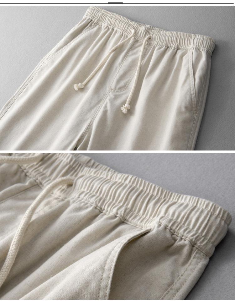 Men's Plus Size Cotton Linen Elastic Waist Trousers - Loose Straight Leg Summer Pants