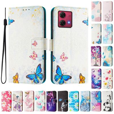 Luxusní malované kožené pouzdro s motivem rodiny motýlů ve stylu knihy pro Motorola Moto G60, G40 Fusion, G10, G20, G30, G Play, G Power, Edge 50 NEO...
