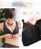 Koronkowy biustonosz plus size bez fiszbin z zapięciem z przodu, z bocznym wsparciem i regulowanym tyłem