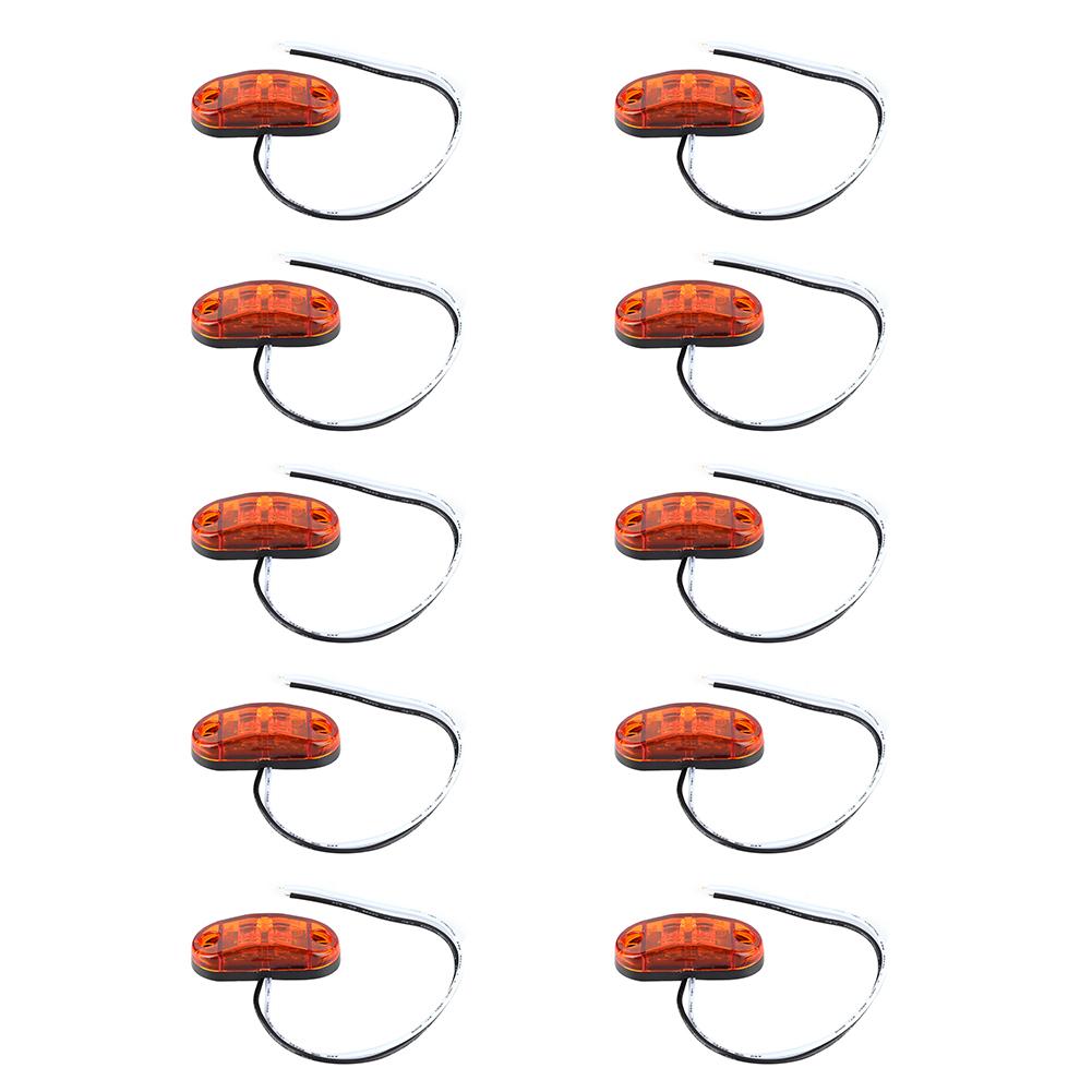 10pcs 2.5in 2LED Side Marker Light Oval Super Bright Waterproof Lamp for Car Trailer TruckAmber