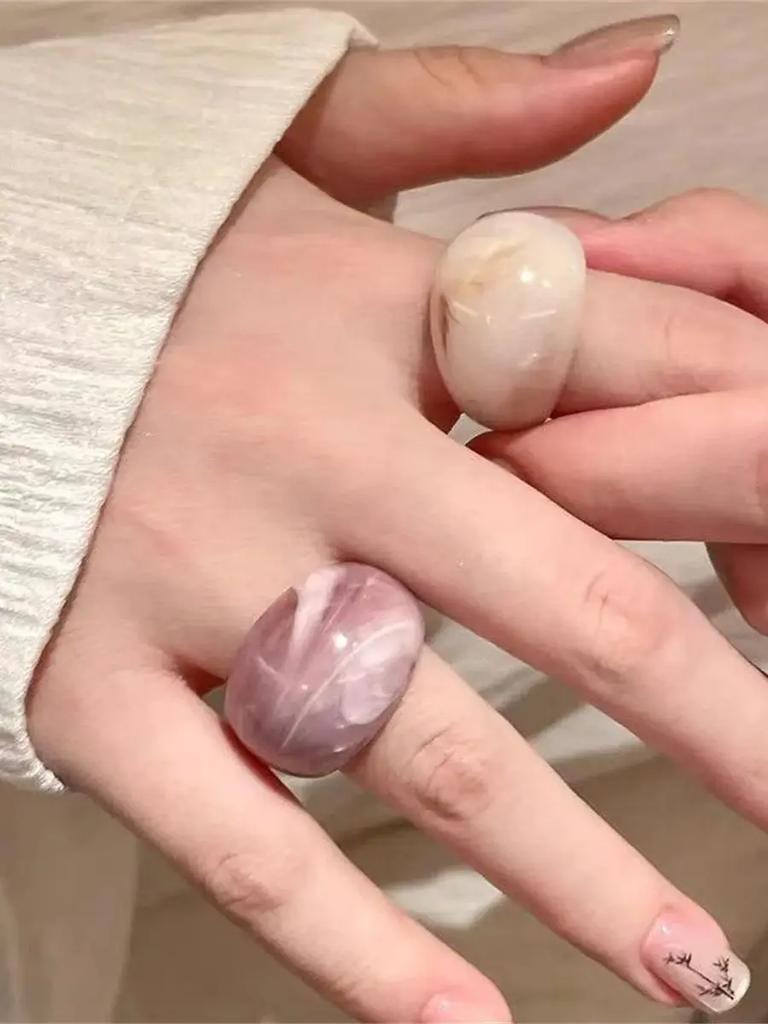 Multicolor Floral Acrylic Jelly Ring Y2K Style Statement Jewelry for UK EU Markets US Size 7 Eco-Friendly Material Rings Girls