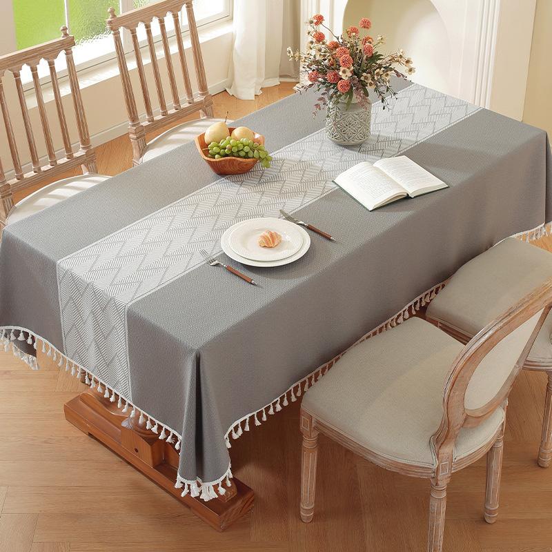 Nordischer Bestseller Imitation Baumwolle und Leinen Tischdecke Weihnachten Jacquard Retro Blume Fransen Tischdecke Couchtisch Tischdecke Abdeckung Handtuch Tuch