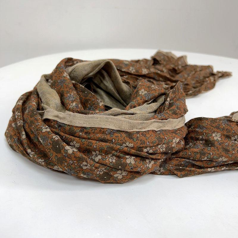 Korean Cotton Retro Scarf  Spring And Autumn New Floral Scarf Fashion Female Thin Breathable Shawl