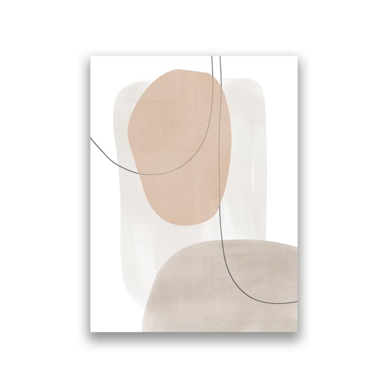 Earth Tone Abstract Geometry Canvas Painting Beige Gray Neutral Color Poster Wall Pictures Boho Wall Art Print Living Room Decor