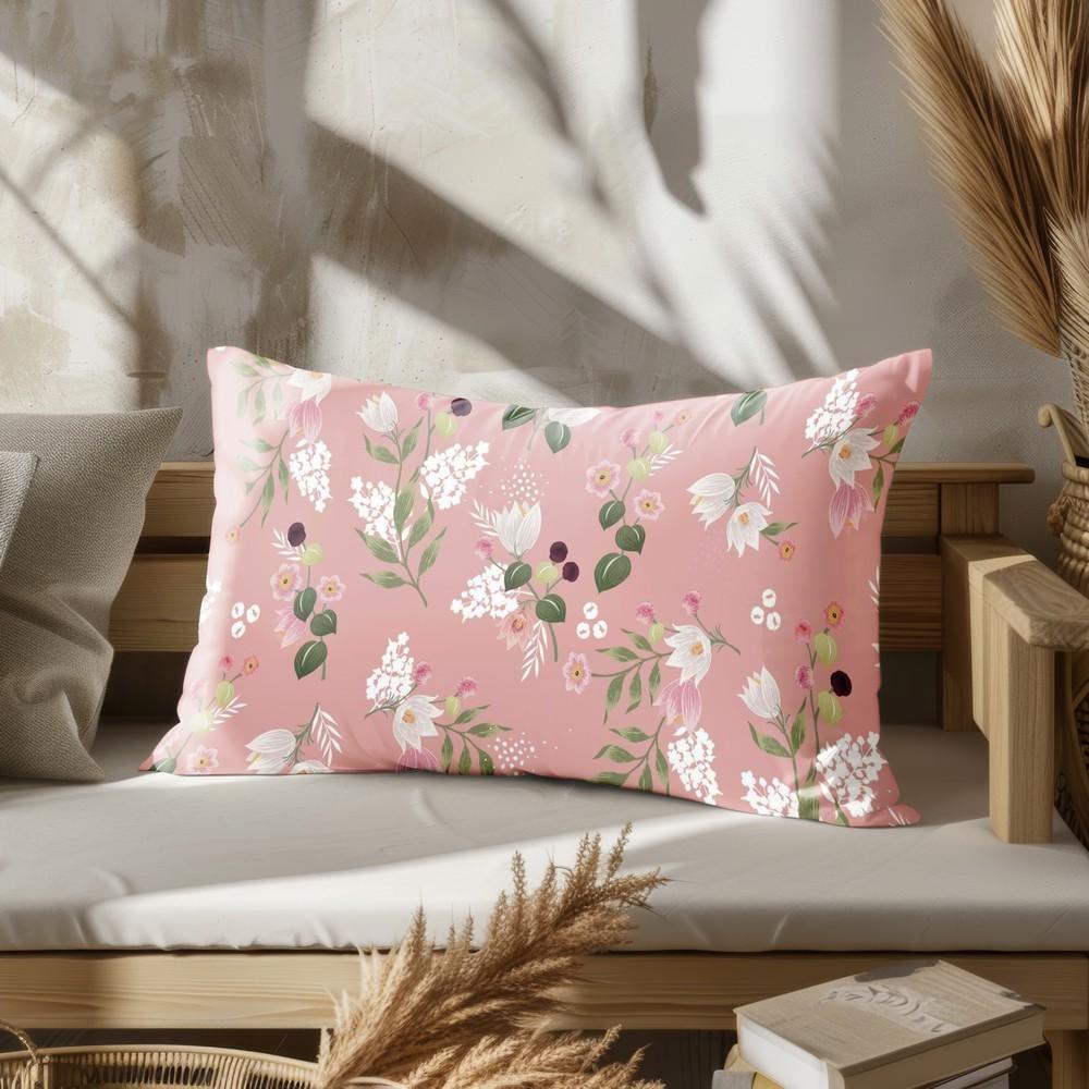 Home Decor Floral Pattern Square Pillowcase Suitable For Sofa Bedroom Car Pillow Cover Cushion Rectangular Back Cushion