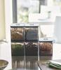 Yamazaki Tower Square Storage Container with Tongs and Valve, Black, Approx. W9.2 X D9.2 X H10.2cm, 5468, for Condiments and Seaweed