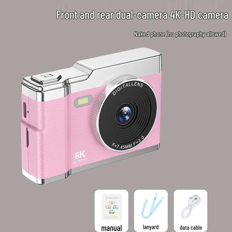 High-Definition Dual Lens Digital Camera for Students - Retro CCD Design