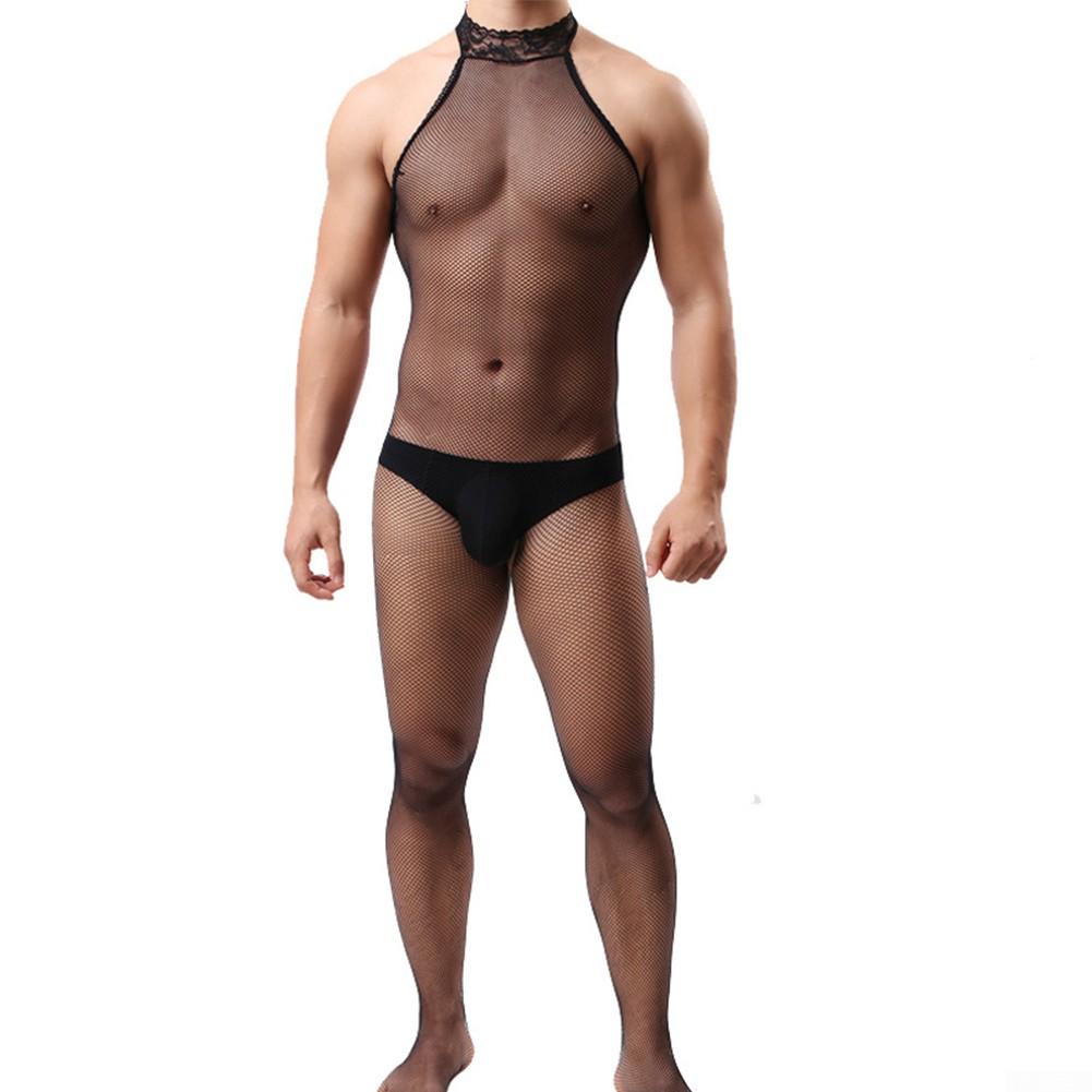 Bodystocking Fishnet Men Sexy Bodysuit Lingerie Mens Mesh