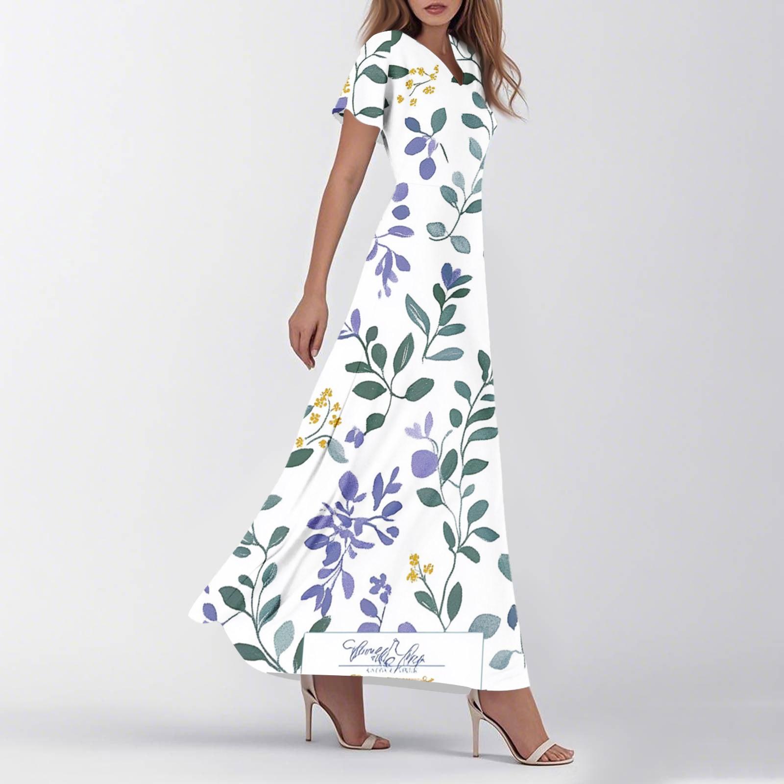 

Женское летнее повседневное модное ретро-платье с цветочным принтом и коротким рукавом M бежевый