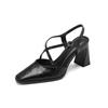 Fashion 2025 New Size 34-40 Women Vintage Sandals Real Leather Retro Square Tor High Heels Summer Shoes Slingback T-Strap Office Daily