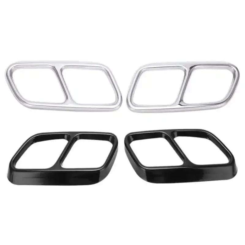 Car Quad Exhaust Tip Trim Stainless Steel for Mercedes‑Benz CLS W218 2012 2013 2014 2015 2016 2017