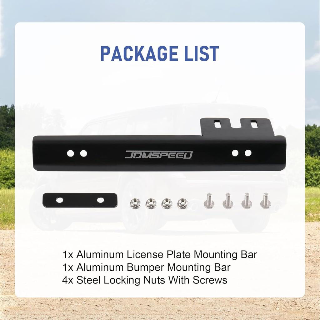 JDMSPEED Black Front Bumper License Plate Mount Bracket Relocator Holder Bar