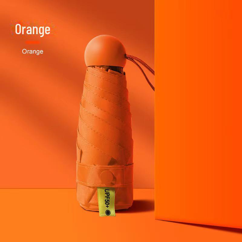 50 % rabatt på svart kapselparaply i lommeformat - Seks-skjerms sammenleggbar for sol og regn