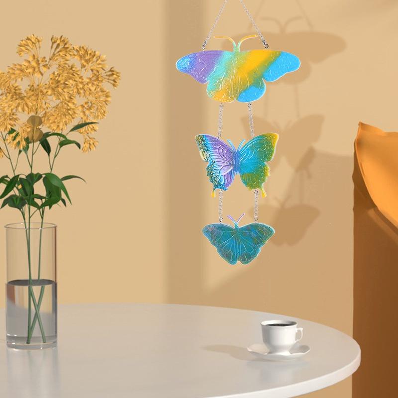 Sommerfugl Resin Silikonform Vindklokker Nøkkelring Halskjede Anheng Smykker Håndverk Støping DIY Form for Hjemmedekorasjon