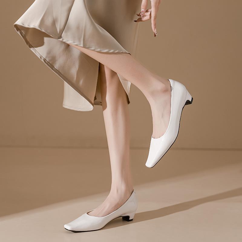 Yuanlitong spring new high heels women's French light luxury high-end women's shoes soft sole not tired feet shallow mouth leather shoes