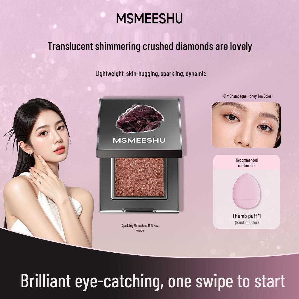 Honey Bundle Rose Quartz Sparkling Diamond Eyeshadow: Multi-use Fine & Bold Glitter Highlighter In Earth Tones for a Radiant Look.