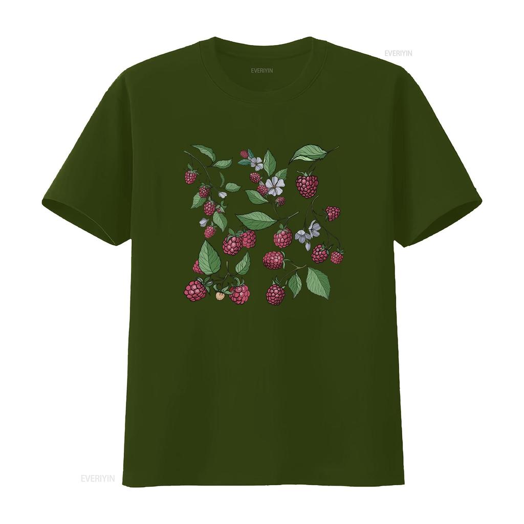 Vintage Botanical Raspberry Floral Vine Print Casual T Shirt Vintage Homme Graphic Soft Stretched Streetwear Unisex