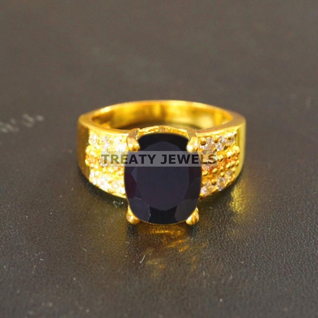 Black Onyx Oval Cut With 925 Silver Gold Plated Ring For Men's #A812 JL375666900540
