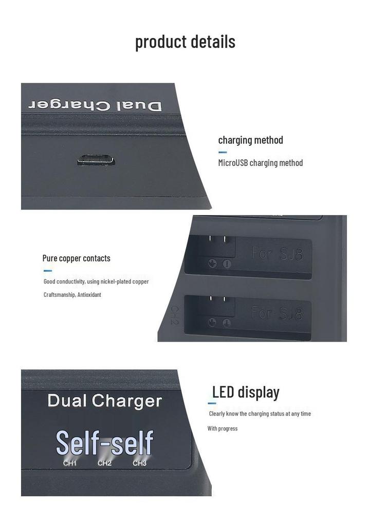 SJCAM SJ8 Battery Charger USB Triple Port for SJ8 PRO/AIR Sports Cameras
