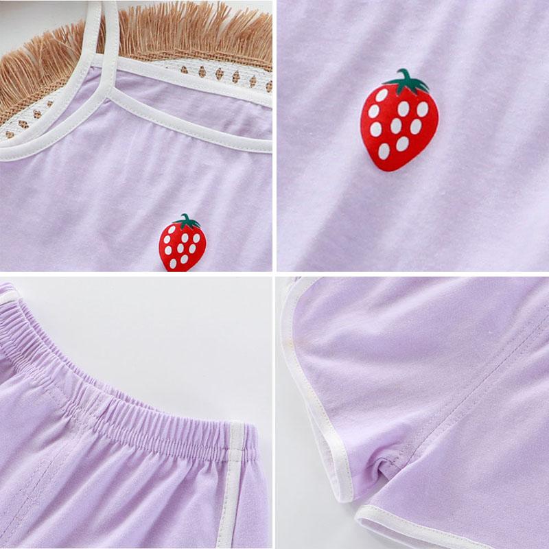 Costum cu bretele de vară pentru fete Pantaloni scurți cu mânecă scurtă Vestă subțire pentru copii Îmbrăcăminte pentru copii Comerț cu ridicata în două piese Set de pantaloni scurți cu bretele