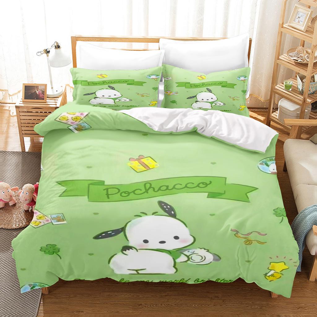 Pochacco Bettbezug-Set Bettwäsche Niedlich Bedruckt Cartoon Bettdeckenbezug Bettdecken-Sets 3-teiliges Set 1 Bezüge King Size