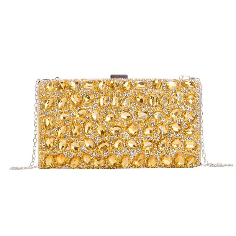 Borsa a pochette quadrata di lusso con strass e chiusura a lucchetto per feste serali e matrimoni