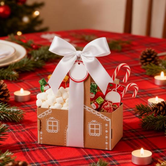 Gingerbread Drink Holder 2 Cup Drink Carrier with Handle Foldable Gingerbread House