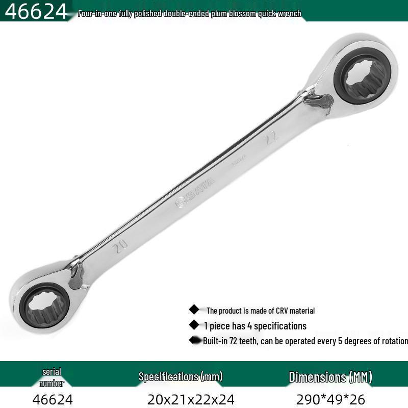 SATA Four-in-One Double-Head Torx Ratchet Wrench Set (46621-46624)