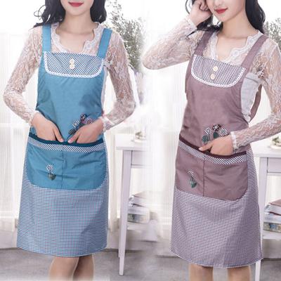 1PCDouble Pocket Oilproof Kitchen Supplies Haushaltsfrauen Cartoon Schürze Ärmellose Reinigungsschürzen