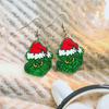 Acrylic Green Monster Apple Christmas Dangle Earrings | DIY European-American Style