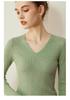 Women's Cross V-Neck Striped Wool Knit Pullover, Slim-Fit Base Layer for Autumn/Winter