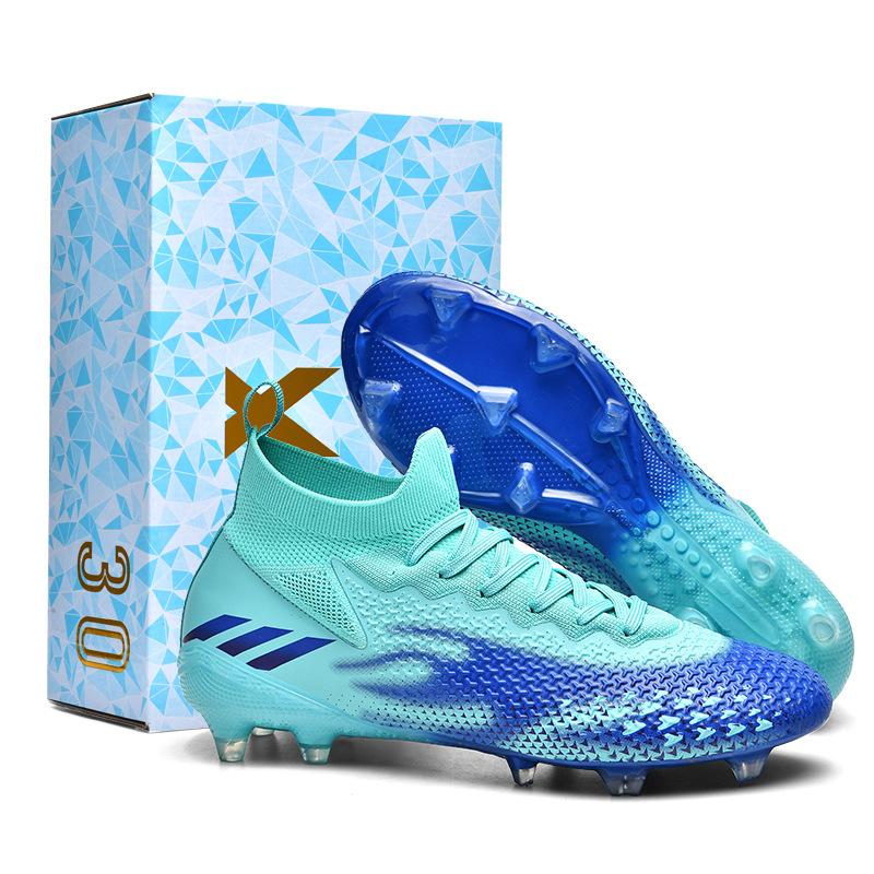 Seamless fly-woven football shoes men's high-top new adult spike broken nail training football shoes