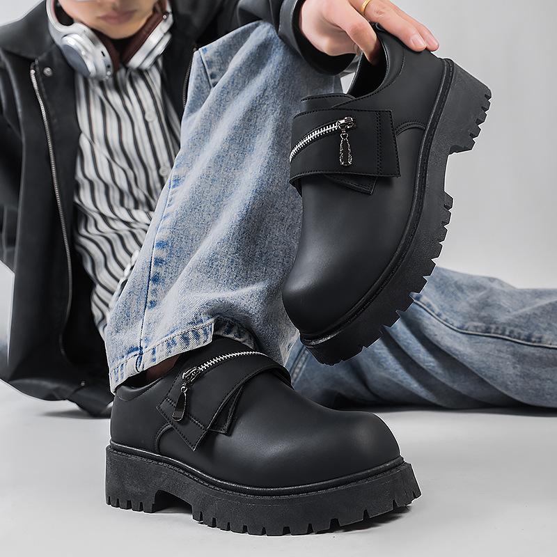 Men's shoes new platform heightening leather shoes men's Korean version of Derby shoes casual large size British big head leather shoes men's 46