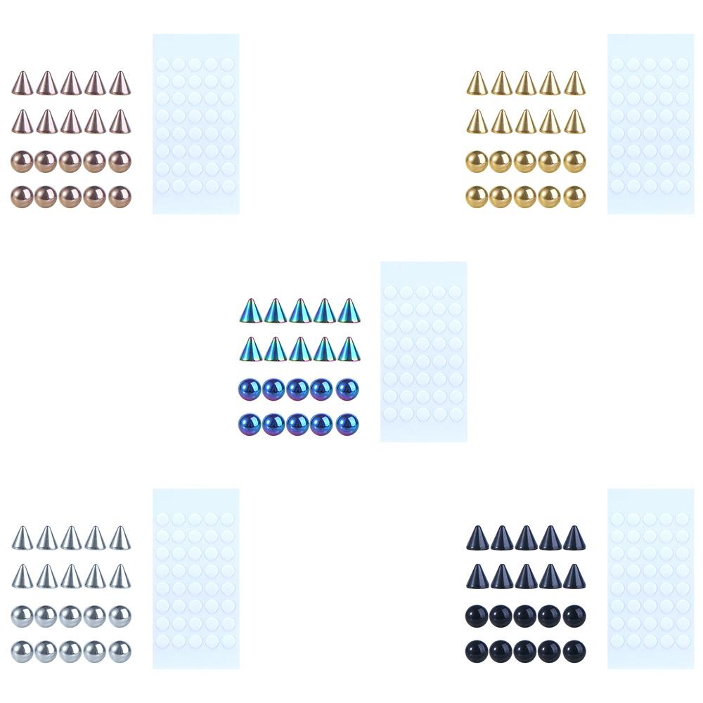 Steel Men With Sticker For Women Ball Nose Ring Fake Lip Stud Eyebrow Stud Set No Piercing Jewelry