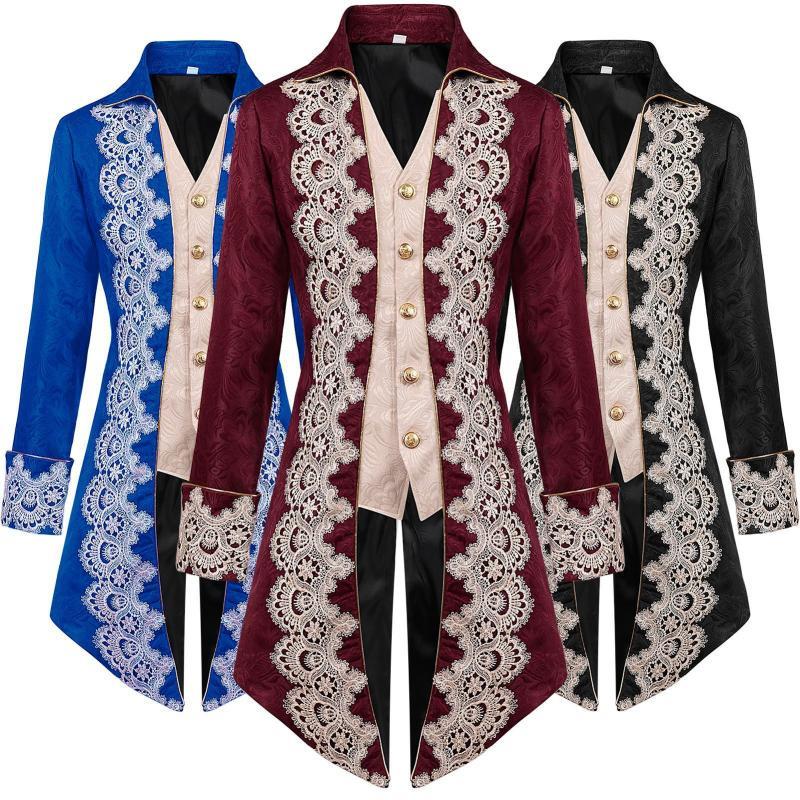 High-quality Polyester Steam Punk Jacket With Lace Details For Men