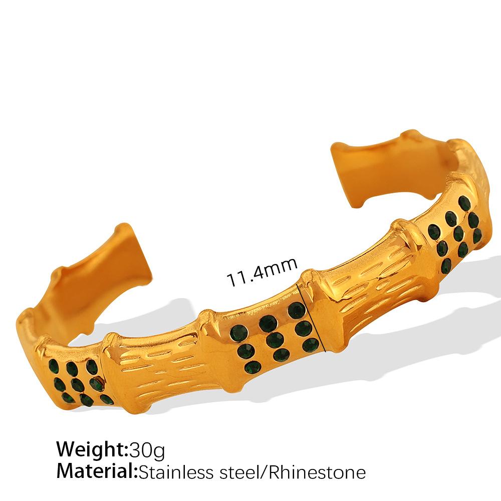 

ins personalized bracelet geometric C-shaped diamond-encrusted versatile titanium steel bamboo joint wholesale