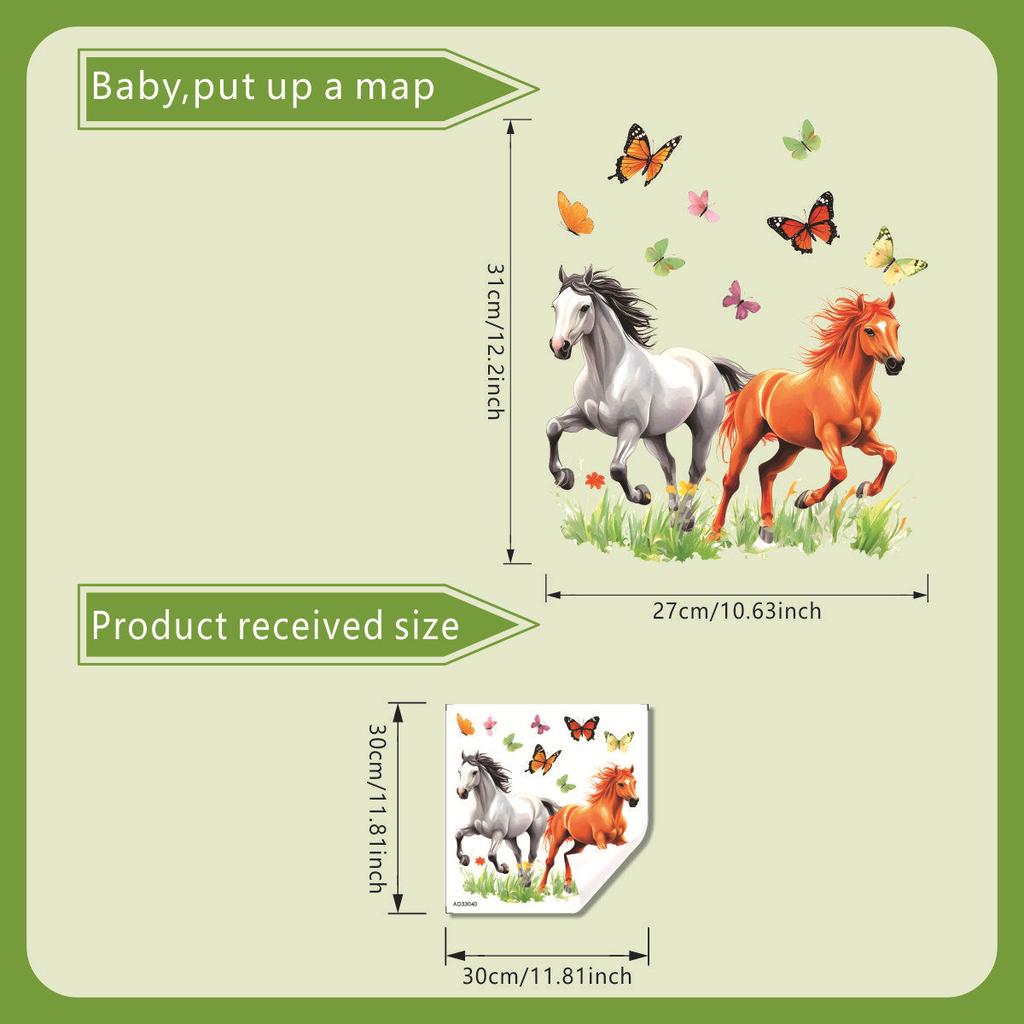 Elegant Horse & Butterfly Toilet Stickers, Waterproof Removable Self-Adhesive for Bathroom Decor