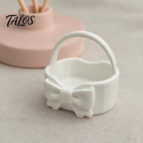 3D Printed Bow Storage Basket, Portable Rounded Design Lipstick Sundries Holder for Entryway Desktop Vanity Tabletop, Girly Style Home Organizer
